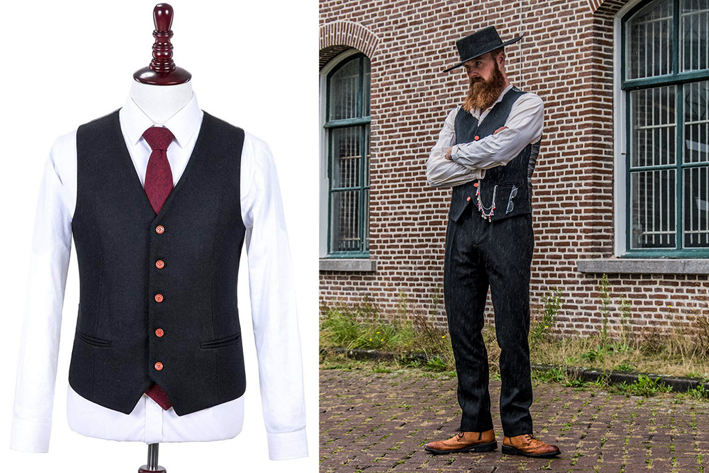 Men's tailored suit | 3-piece suit | black tweed | Alfie Solomons | Peaky Blinders