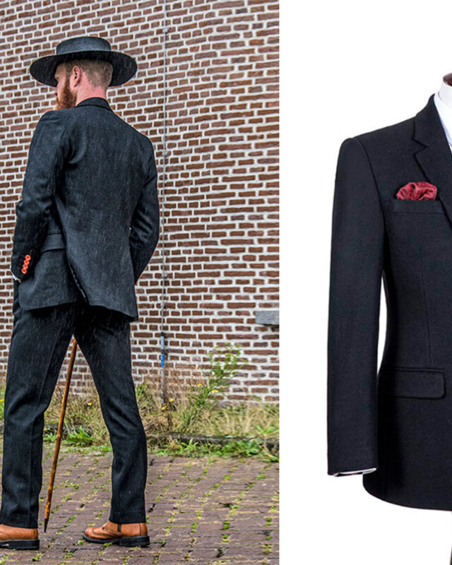 Traje sastre hombre | Traje 3 piezas | Tweed negro | Alfie Solomons | Peaky Blinders