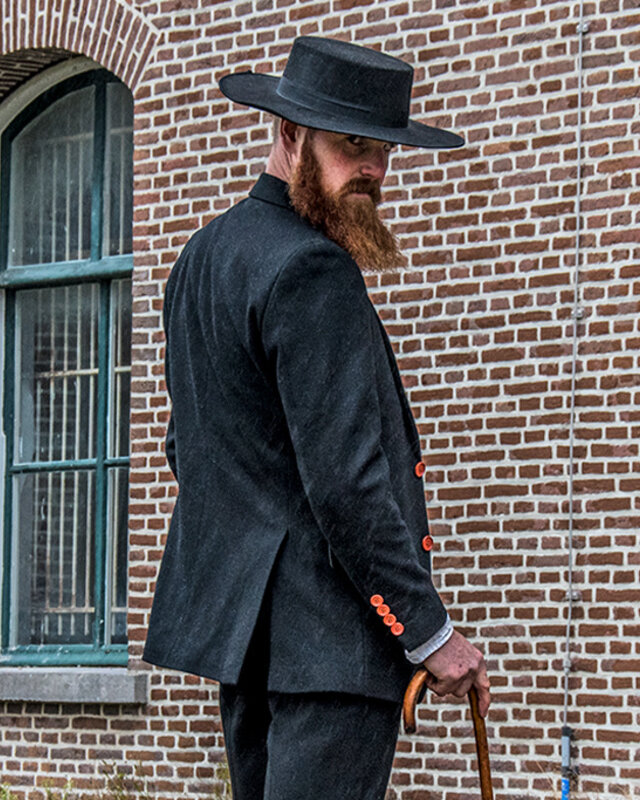 Herren Maßanzug | 3-teiliger Anzug | schwarzer Tweed | Alfie Solomons | Peaky Blinders