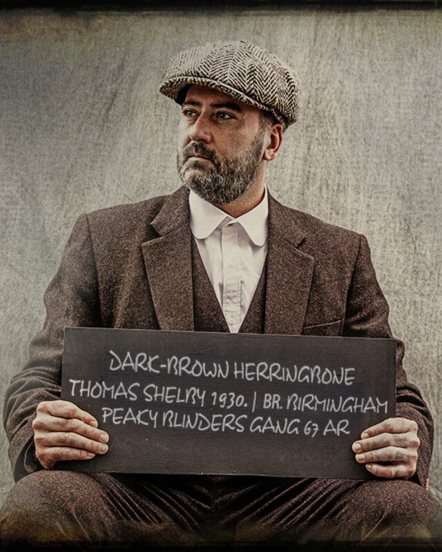 Men's tailored suit | 3-piece suit | brown herringbone | Thomas Shelby | Peaky Blinders