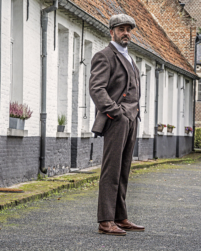 Men's tailored suit | 3-piece suit | brown herringbone | Thomas Shelby | Peaky Blinders