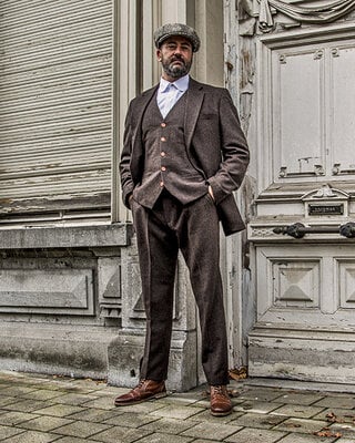 Tweed Suit Dark Brown Herringbone