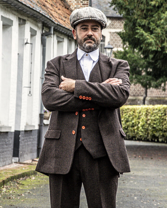 Men's tailored suit | 3-piece suit | brown herringbone | Thomas Shelby | Peaky Blinders