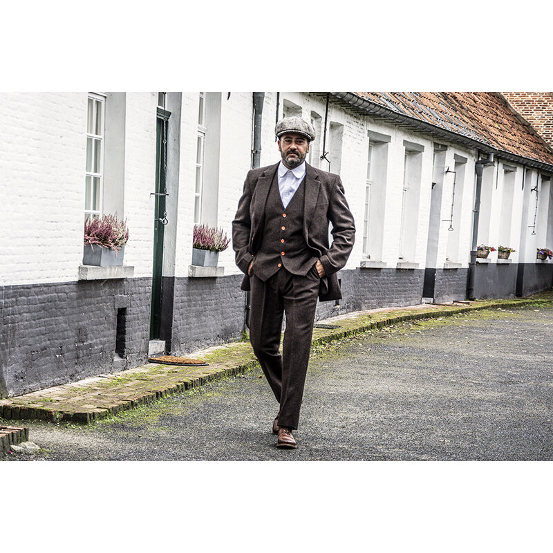 Men's tailored suit | 3-piece suit | brown herringbone | Thomas Shelby | Peaky Blinders