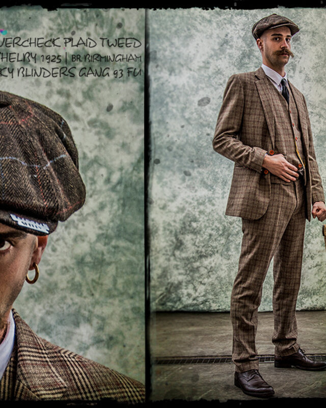Costume sur mesure pour homme | costume 3 pièces | brun/beige Prince de Galles | Arthur Shelby | Peaky Blinders