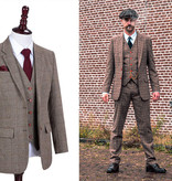 3-teiliger Tweed-Anzug Braun & Beige Prince of Wales