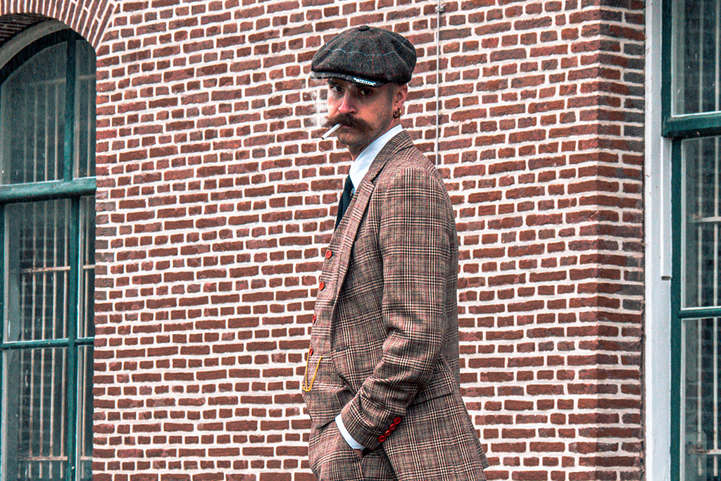 3-delig tweed pak Bruin & Beige Prince of Wales