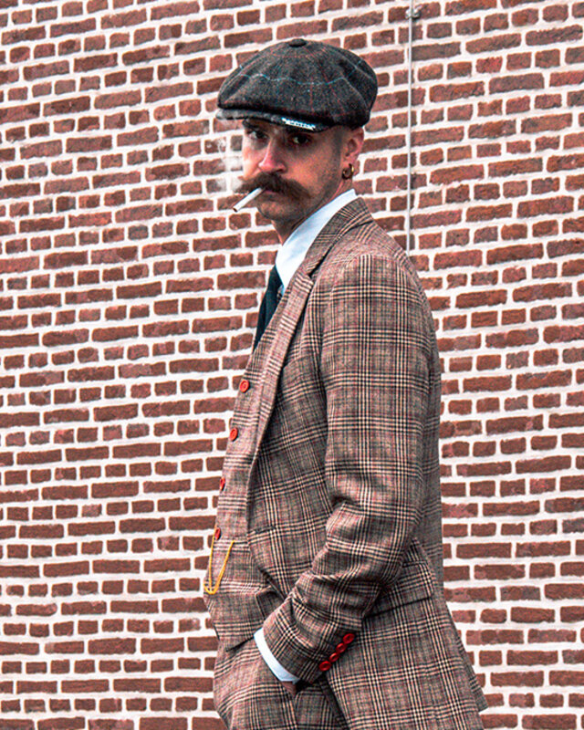 Men's tailored suit | 3-piece suit | brown/beige Prince of Wales | Arthur Shelby | Peaky Blinders