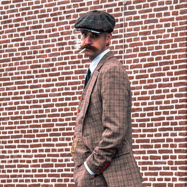 Maatpak voor heren | 3-delig pak | bruin/beige Prince of Wales | Arthur Shelby | Peaky Blinders