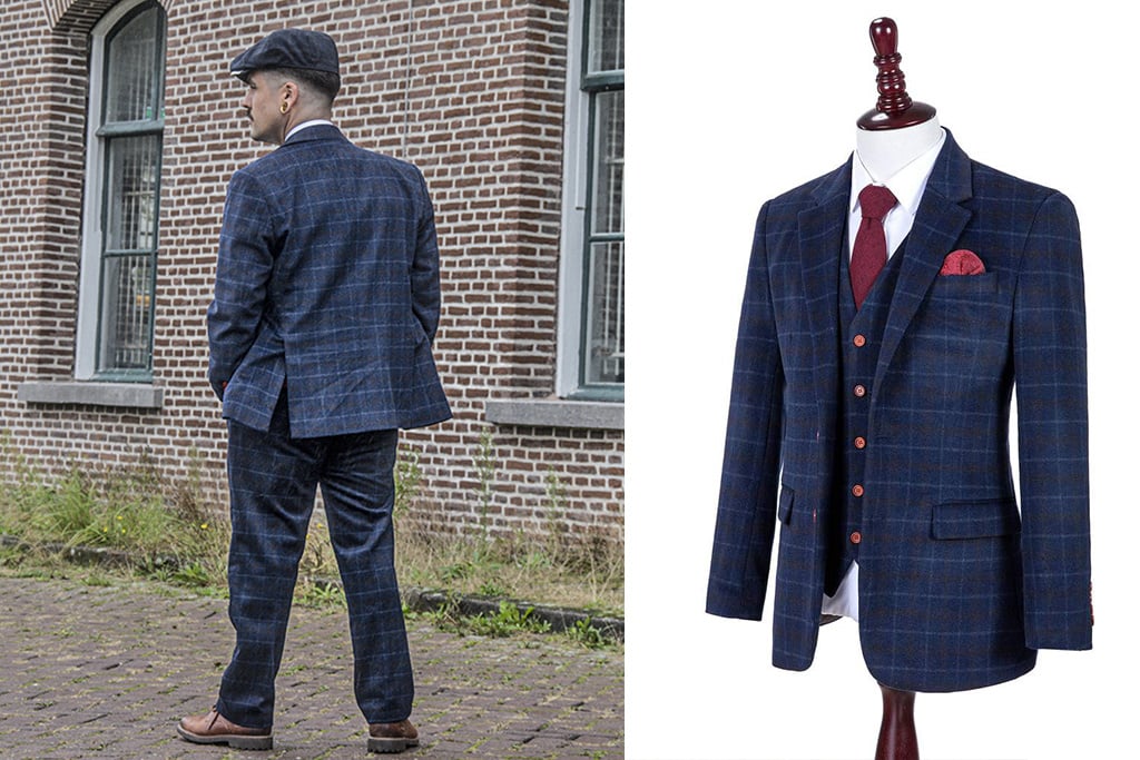 3-piece tweed suit Navy Overcheck Twill