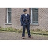 Made-to-measure suit for men | 3-piece suit | navy blue overcheck Twill | Arthur Shelby | Peaky Blinders