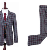 3-delig pak Grijs & Rood Windowpane Tweed