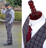 3-delig pak Grijs & Rood Windowpane Tweed