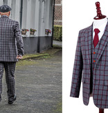 3-piece suit Grey & Red Windowpane Tweed