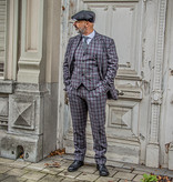 Traje sastre hombre | Traje 3 piezas | gris/rojo Windowpane | Michael Gray | Peaky Blinders