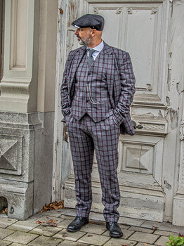 Michael pak windowpane grijs en rood