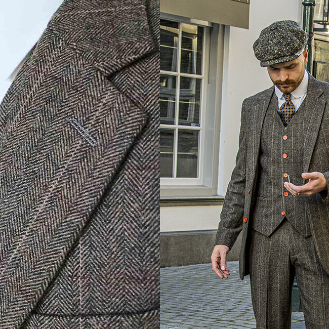 Traje sastre hombre | Traje 3 piezas | Espiga verde | Finn Shelby | Peaky Blinders