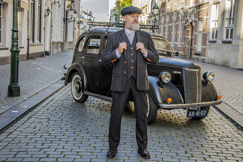 3-piece tweed suit Black Herringbone Tweed