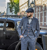 Men's tailored suit | 3-piece suit | grey/blue Overcheck Twill | Johnny Dogs | Peaky Blinders