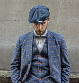 Traje de 3 piezas de tweed Gris Azul Tweed de Sarga a Cuadros