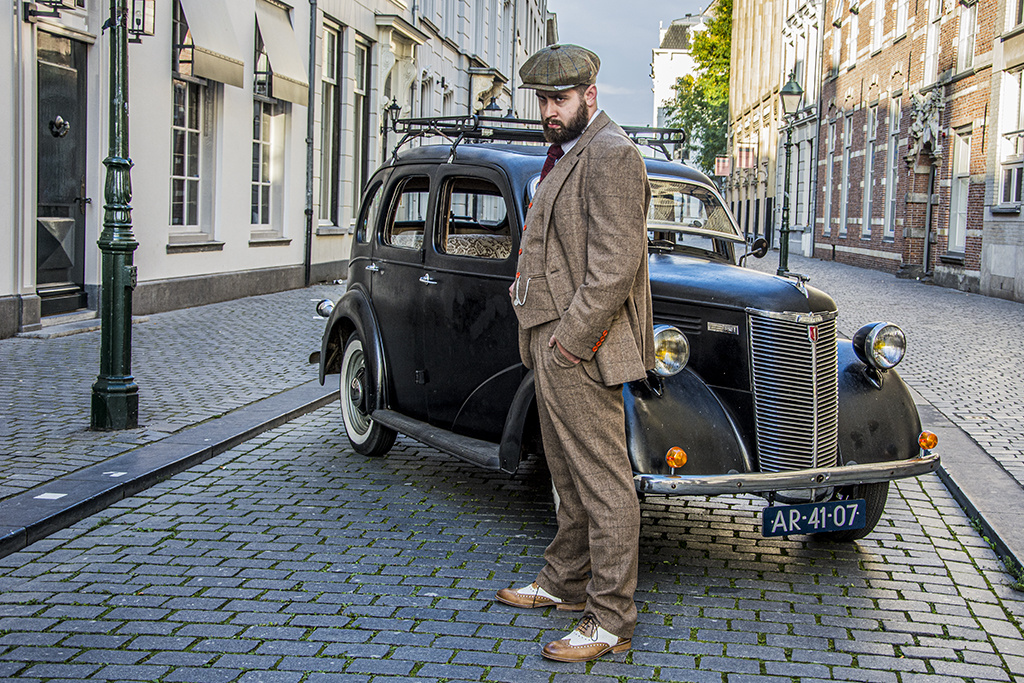 Traje de tweed de 3 piezas Tweed en Espiga Marrón