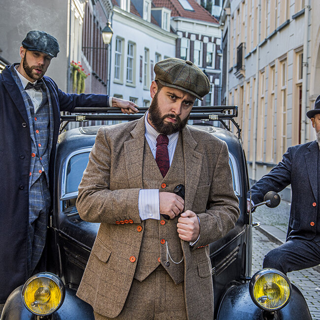 Maatpak voor heren | 3-delig pak | bruin visgraat | Danny Whizz-Bang | Peaky Blinders