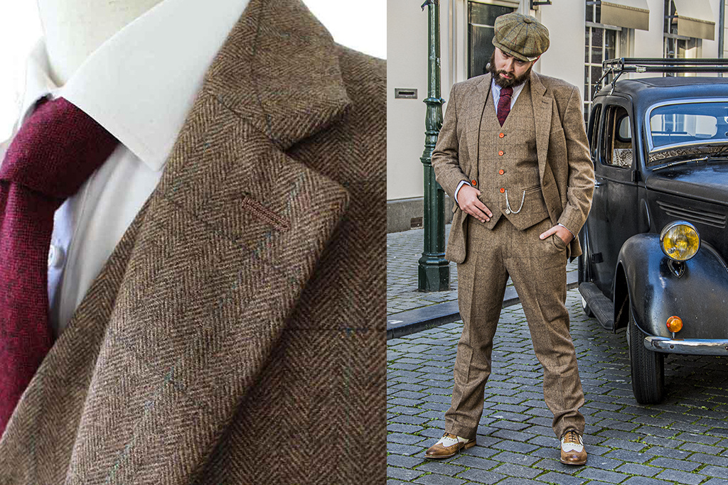 Traje sastre hombre | Traje 3 piezas | Espiga marrón | Danny Whizz-Bang | Peaky Blinders