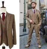 3-teiliger Tweed-Anzug Brauner Herringbone-Tweed