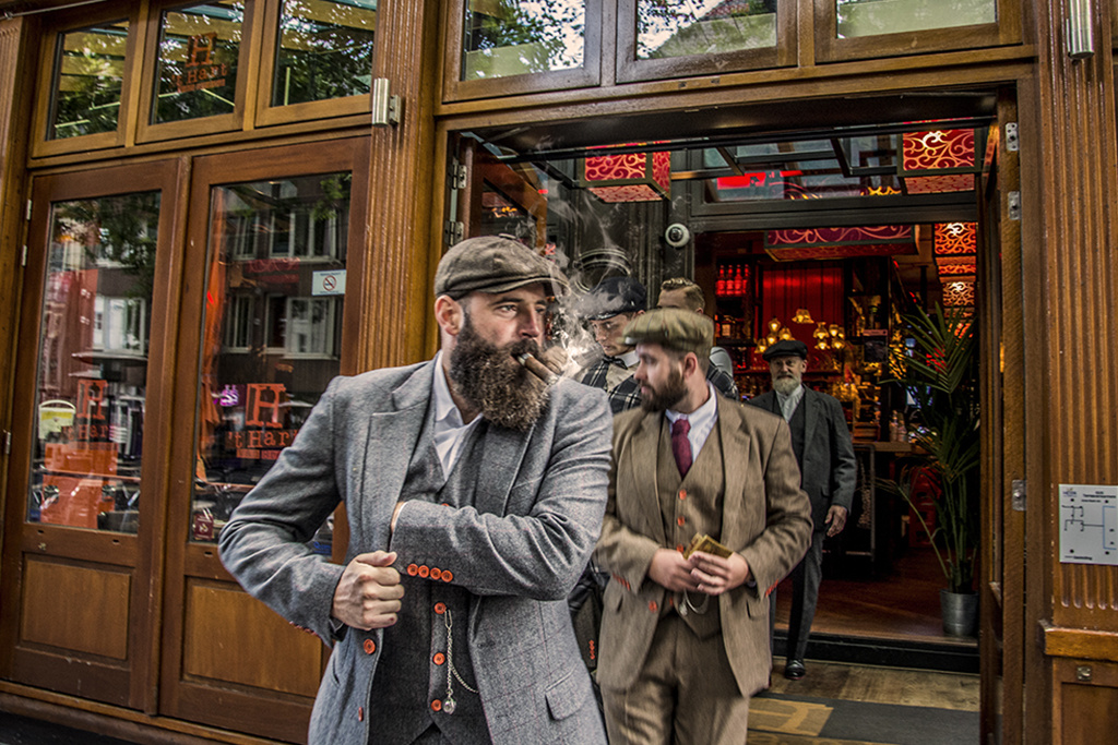 Costume sur mesure pour homme | costume 3 pièces | gris/rouge à carreaux | Aberama Gold | Peaky Blinders