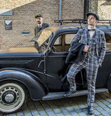 Traje sastre hombre | Traje 3 piezas | gris/crema Windowpane | Jeremiah Jesus | Peaky Blinders