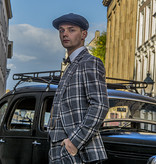 Traje sastre hombre | Traje 3 piezas | gris/crema Windowpane | Jeremiah Jesus | Peaky Blinders