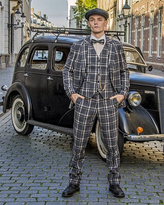 Tweed Suit Grey Twill Windowpane