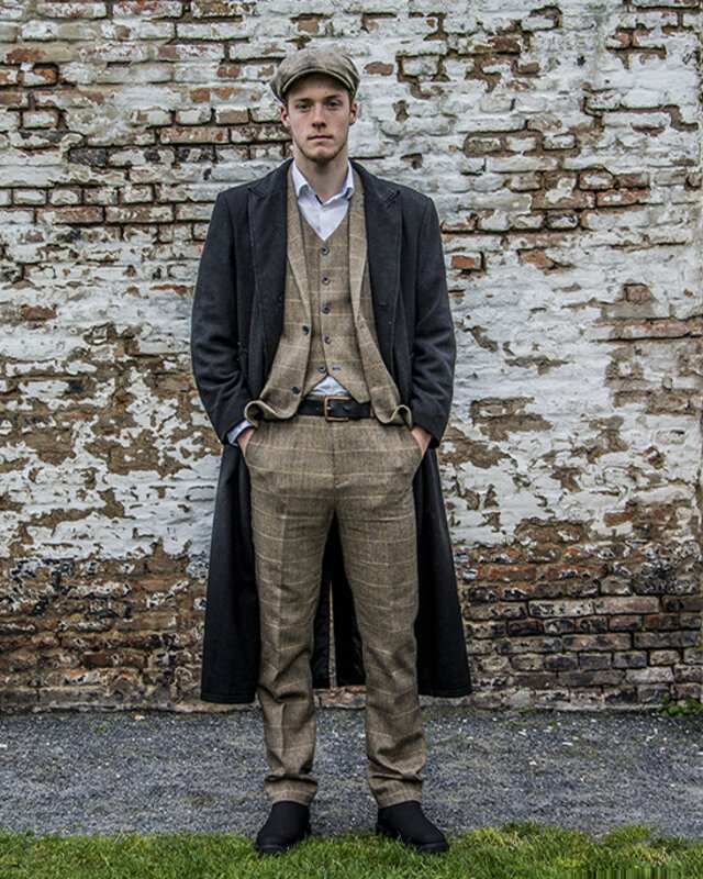 Wollen lange jas | Zwart | Heren | 1920 stijl | Peaky Blinders