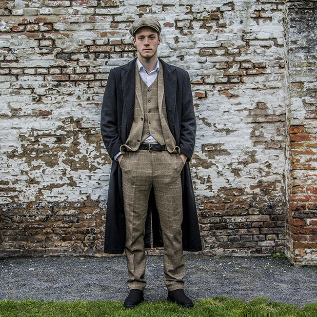 Langer Wollmantel | Schwarz | Herren | 1920er Jahre Stil | Peaky Blinders