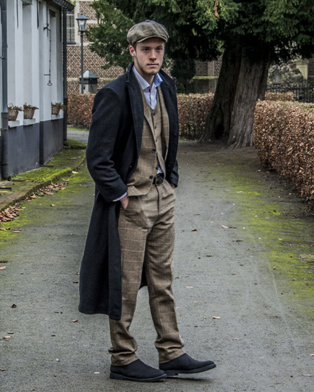 Wollen lange jas | Zwart | Heren | 1920 stijl | Peaky Blinders