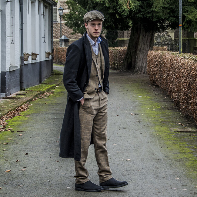 Langer Wollmantel | Schwarz | Herren | 1920er Jahre Stil | Peaky Blinders