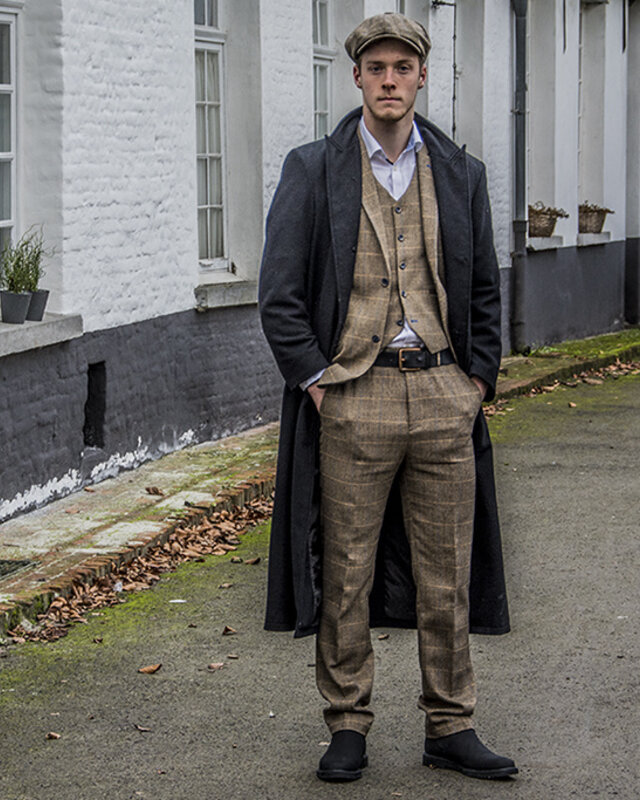 Wollen lange jas | Zwart | Heren | 1920 stijl | Peaky Blinders