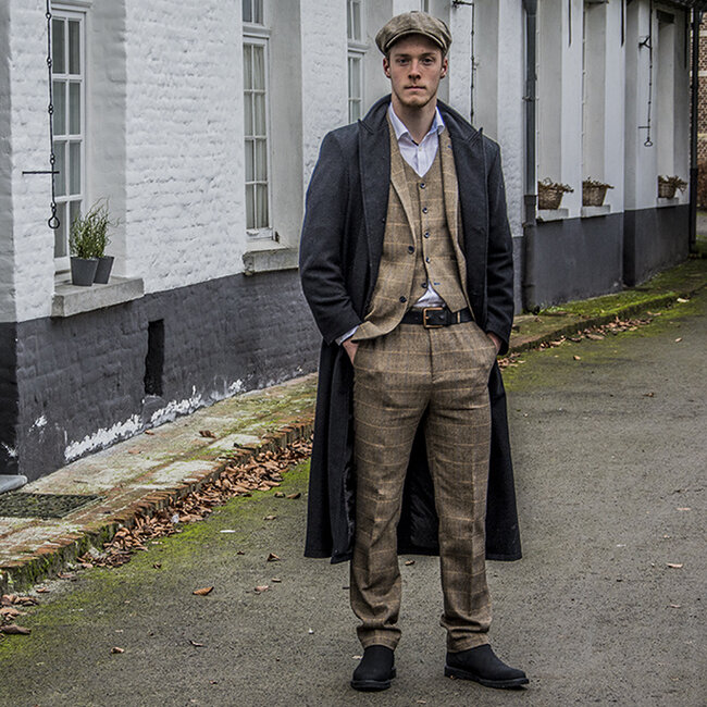 Langer Wollmantel | Schwarz | Herren | 1920er Jahre Stil | Peaky Blinders