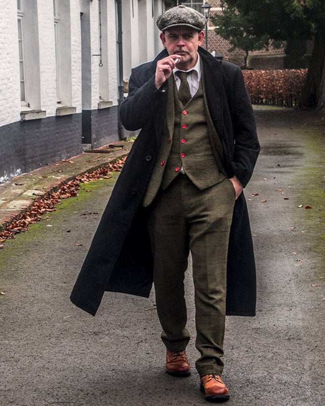 Manteau long en laine | Noir | Homme | style années 1920 | Peaky Blinders
