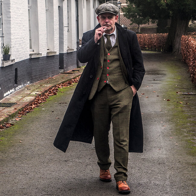 Langer Wollmantel | Schwarz | Herren | 1920er Jahre Stil | Peaky Blinders