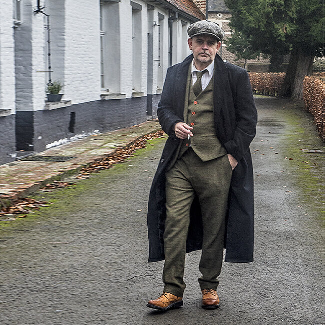 Langer Wollmantel | Schwarz | Herren | 1920er Jahre Stil | Peaky Blinders