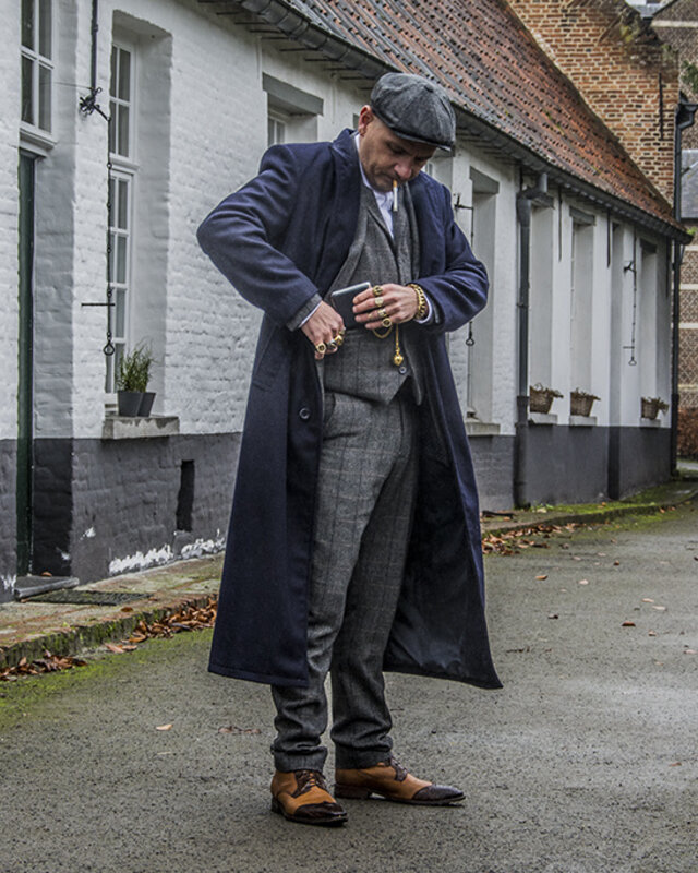 Abrigo largo de lana | Azul marino | Hombre | Estilo años 20 | Peaky Blinders