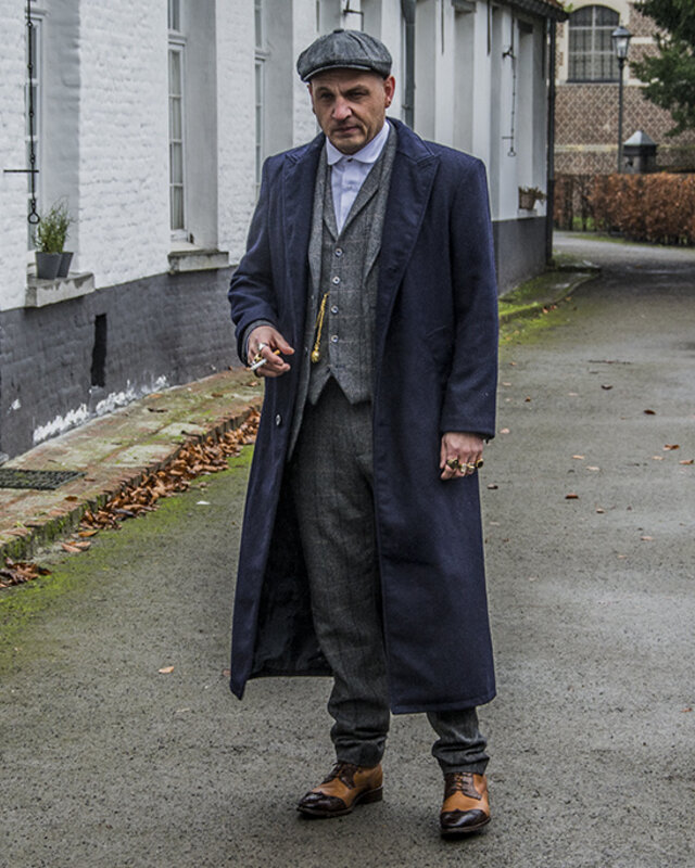 Abrigo largo de lana | Azul marino | Hombre | Estilo años 20 | Peaky Blinders