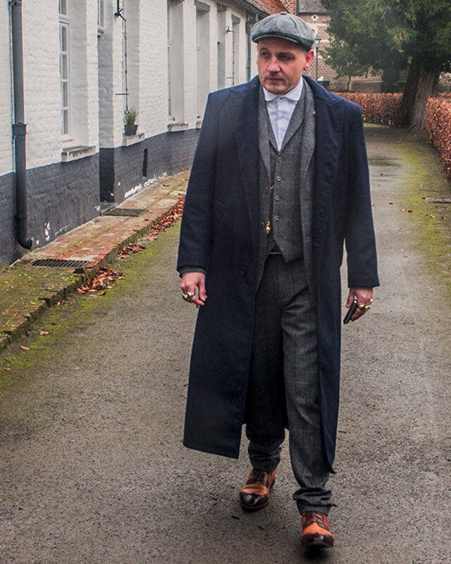 Abrigo largo de lana | Azul marino | Hombre | Estilo años 20 | Peaky Blinders