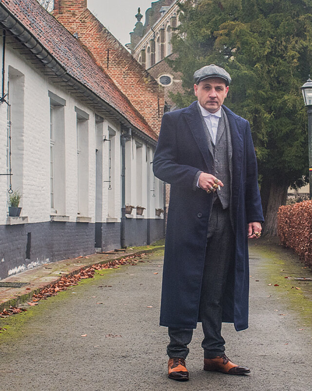 Abrigo largo de lana | Azul marino | Hombre | Estilo años 20 | Peaky Blinders