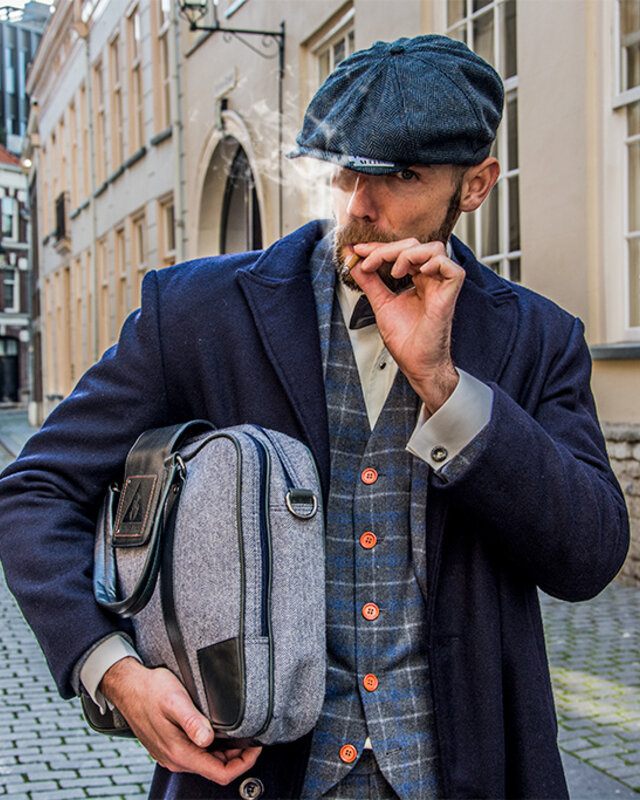 Thomas - Sac pour ordinateur portable en tweed Bleu