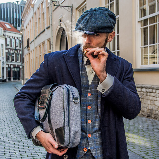 Thomas - Tweed Laptop Bag Blue