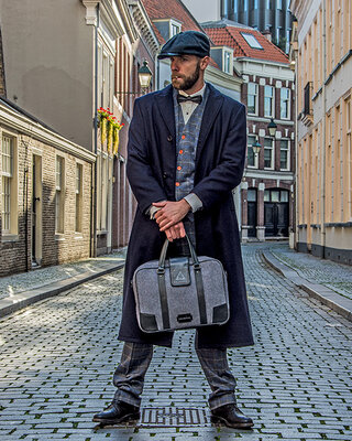 Bolsa para Portátil de Tweed Azul