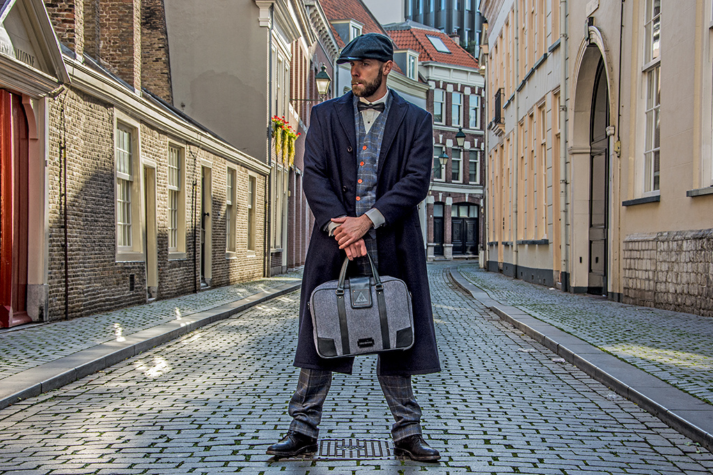 Thomas - Bolsa para Portátil de Tweed Azul