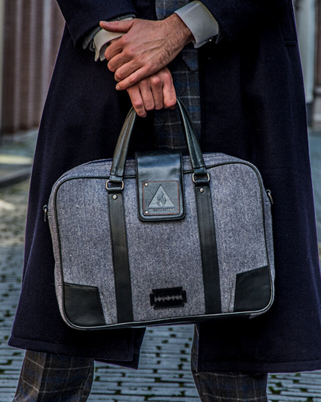 Thomas - Sac pour ordinateur portable en tweed Bleu